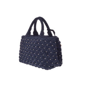 Prada Navy raffia Blue handbag strap